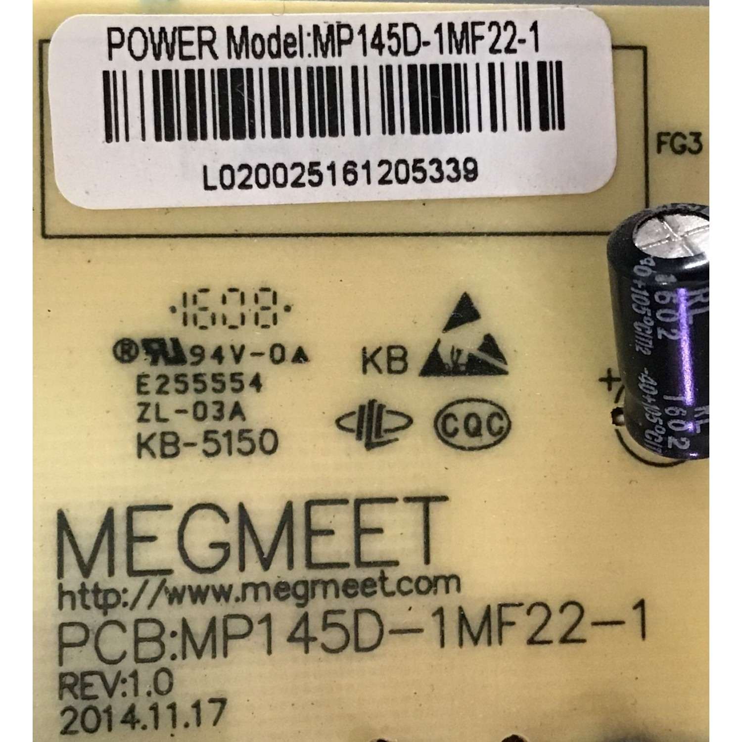 KIT DE TARJETAS PARA TV HITACHI / MAIN 999L6CA / JUC7.820.00121165 / FUENTE MP145D-1MF22-1 / MP145D-1MF22-1 REV:1.0 / T-CON 3429110019 / TT5461B03-2-C-1 / PANEL C550F15-E6-H (G4) / MODELO LE55A6R9A - Imagen 4